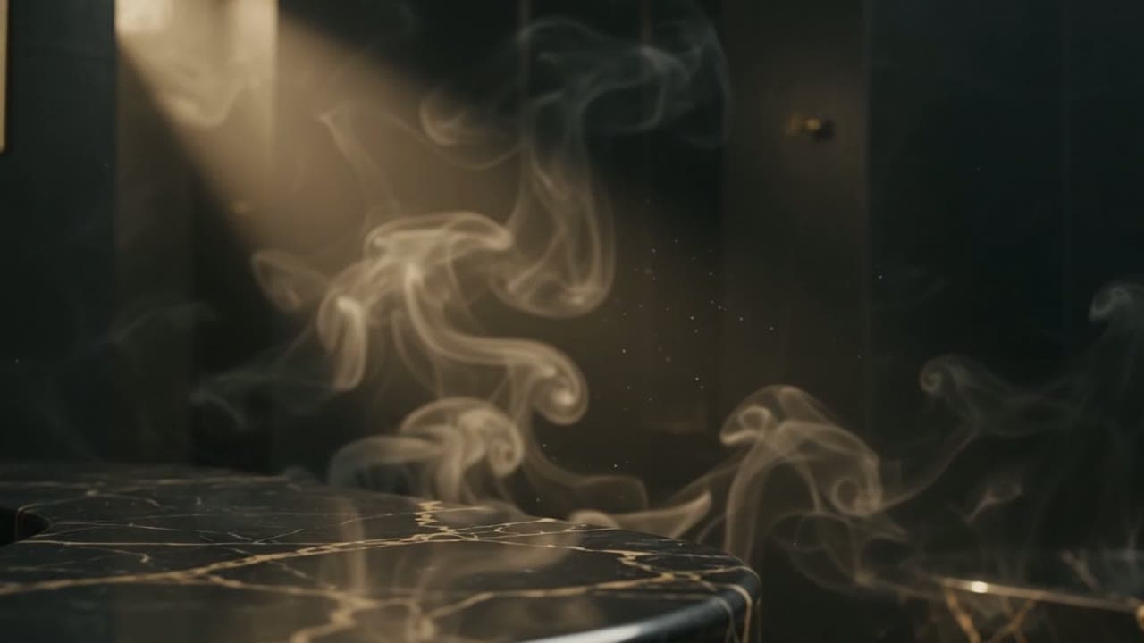 Colonnes dorées et vapeur dans la pénombre de l'institut